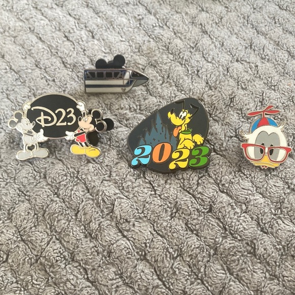 Disney Accessories - Disney D23 Collectible Pins Set - Black, Yellow, Blue, Red
